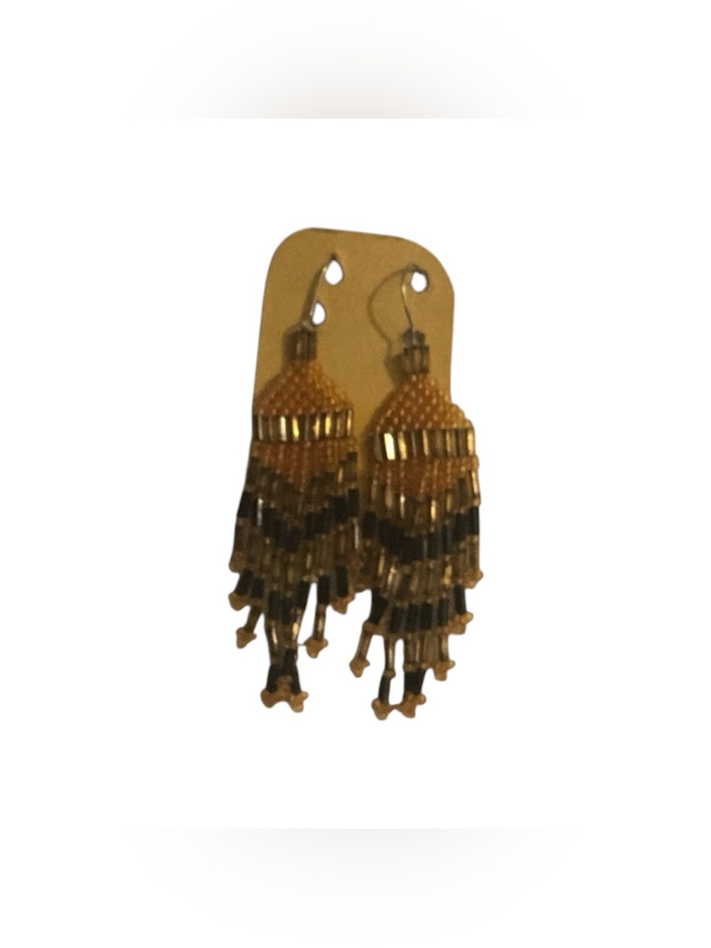 Vintage Brown and Gold Beaded Earrings